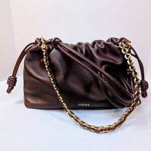 Loewe Medium Flamenco Purse in Burgundy Nappa Lambskin with Loewe Straps